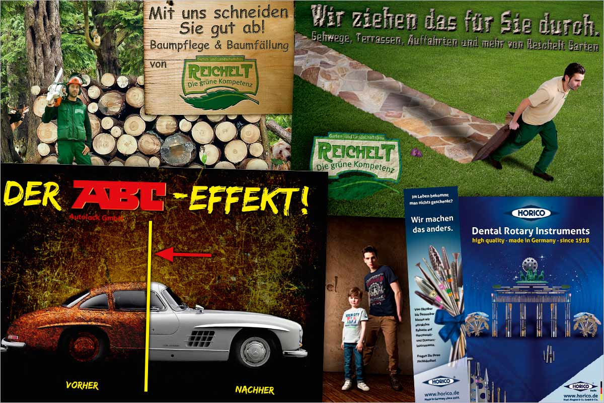 Bildcollagen der Werbeagentur für Donaueschingen und Löffingen