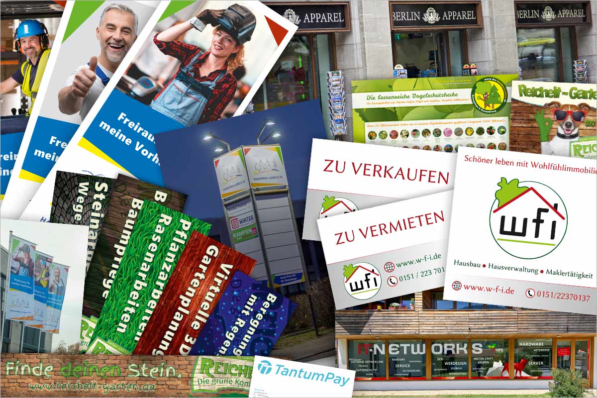 Firmenschilder + Werbebanner der Werbeagentur für Donaueschingen und Löffingen